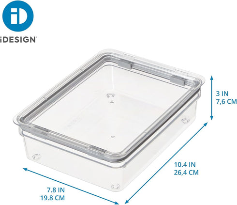 IDESIGN Large Short Dry Goods Storage Bin, The Fresh Collection – 7.85” L x 10.5” H x 3” W, Clear Bin...