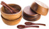 Set of 4 Small Round Acacia Wooden Bowls 2¾ Inch Diameter 1½" High With Spoons - Stackable Mixing Bowl Salad Soup Snack Dip Sauce Charcuterie Wood...