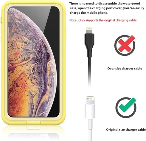 GUSTAVE Xs Max Waterproof Case Support Wireless Charging Xs Max Waterproof Shockproof Dirt-Proof Full-Body Rugged Cover with Built-in Screen Prote...