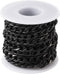 Beadthoven 1 Roll 16.4 Feet Aluminium Curb Chains 12x7x2mm Black Twisted Links Cable Necklace Chain Unwelded with Spool for Jewelry Making...