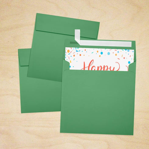 LUXPaper Square Invitation Envelopes | Peel & Press | 6 1/2" x 6 1/2" | Holiday Green | 80lb. Text | 50 Qty...