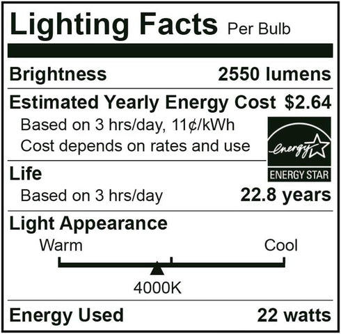 Euri Lighting EA21-22W1040eh, LED A21 22W (150W Equivalent), 2550lm, Dimmable, 4000K (Bright White) E26 Base, Fully Enclosed Rated, Damp Rated, UL...