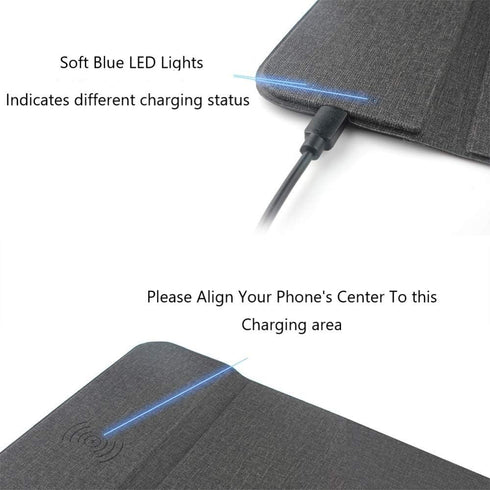 AmyZone Fast Wireless Charging Mouse Pad 15w Qi Certified Fabric Case-Friendly Large Wireless Charger Gaming Mouse Mat for iPhone 13/12 Pro/Xs/X/8...