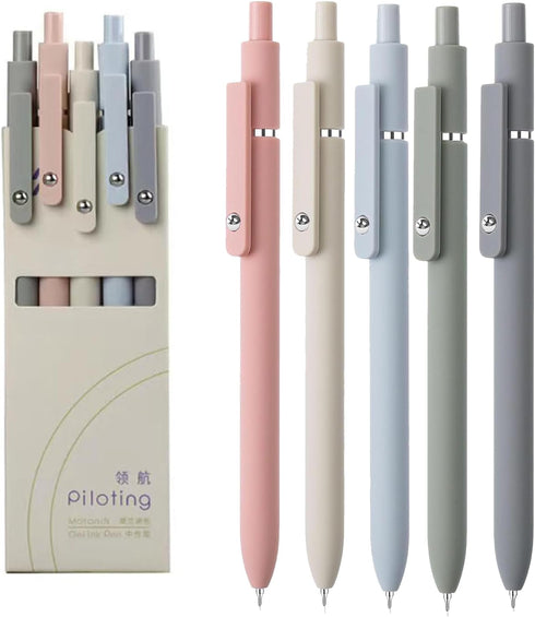 5pcs Gel Pens (0.5mm Tip), Retractable Quick Dry Black Ink Pens Fine Point Premium Cute Rolling Ball Smooth Writing Aesthetic Pens Comfort Grip fo...