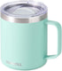 SUNWILL Insulated Coffee Mug with Lid, Travel Tumbler with Handle, 14 oz Stainless Steel Cup for Camping, Office, Home, Powder Coated Mint...