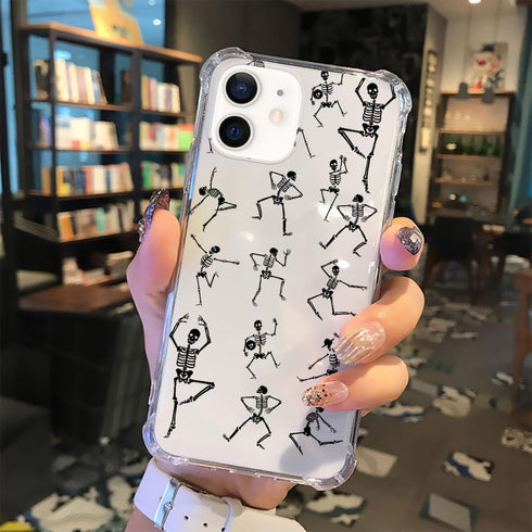 ZHEGAILIAN Case Compatible with iPhone 15 Plus Case,Dancing Skulls Case for iPhone 15 Plus Cases for Women Girls,Clear with Slim Flexible Soft TPU...