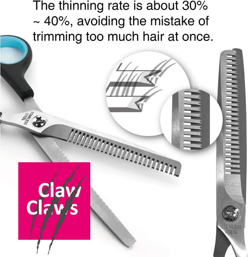 7 inch Thinning Scissors with 26-Teeth Stainless Steel Blades and Wave Style Handle for for Home Hair Cutting Shears...