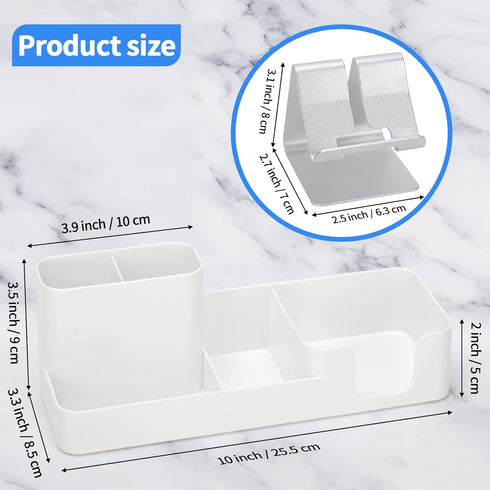 LETURE Pen Holder for Desk, Desktop Organizer with Mobile phone holder/Pencil Holders/Sticky Note Tray/Paperclip Storage and Office Stationery Acc...