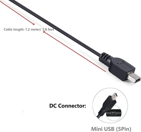 DC 5V Mini USB Cable AC DC Adapter Mini 5 Pin Charger for Portable Hard Disk,MP3,MP4,Camera,Tablet,Card Reader,Hub,DVR(NOT for Cell Phone),Black...