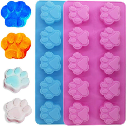 3 Pcs Silicone Molds,18-Cavity and10-Cavity, with Puppy Dog Paw and Bone Shape, Reusable Bakeware Maker for Baking Chocolate Candy, Oven Microwave...