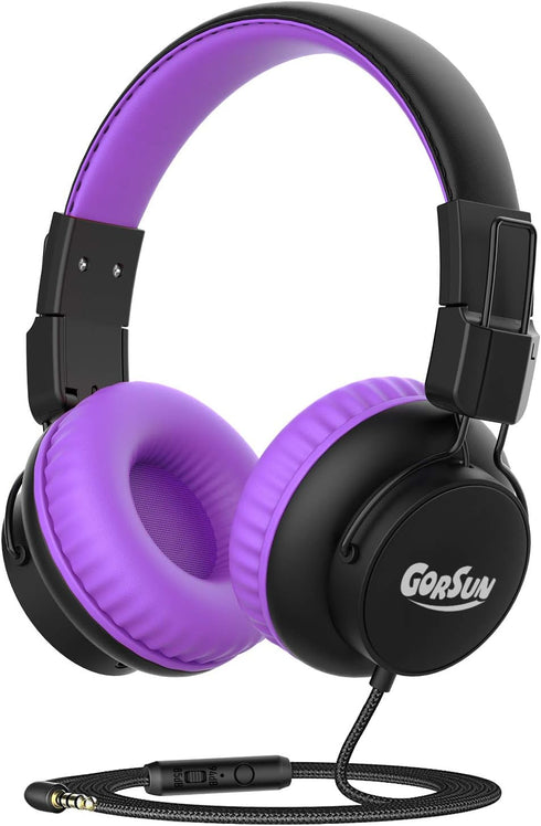 gorsun Kids Headphones, Headphones for Kids for School, 85dB/94dB Volume Limited, Wired Headphones with Mic, Sharing Function, Adjustable Toddler ...