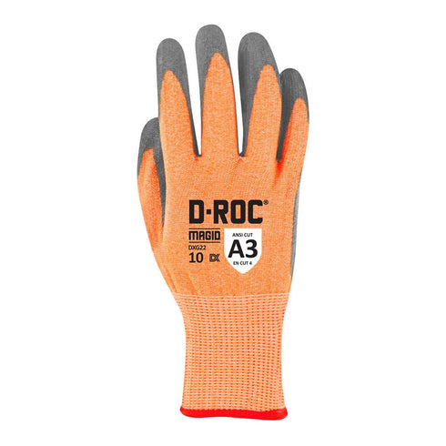 MAGID D-ROC 18-Gauge ANSI Level A3 Cut-Resistant Gloves, 1 Pair, Size 9/L, Hi-Vis Orange, DXG22...