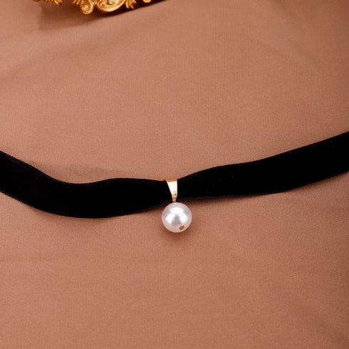 Missgrace Sexy Simple Black Pearls Short Choker Necklace Dainty Halloween Gothic Punk Bar Party Custume Vintage Thick Choker Necklace for Women...