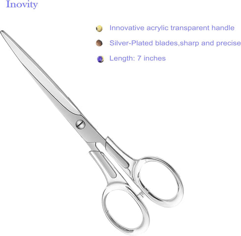 Acrylic & Stainless Steel 7" Scissors?Stylish and Functional Scissors for Office and Home Use-Silver...