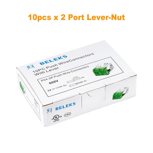 2 Port Splicing Connector, Lever-Nut Assortment for All Wire 12-24 AWG (10)...