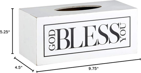 Creative Brands Faithworks - God Bless You Wooden Tissue Box Cover, Large, White...