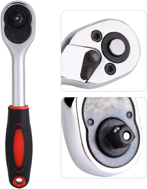 Ratchet Wrench, 1/4 Retractable Ratchet Wrench, 55# Steel Material Good Toughness Good Wear Resistance With Tpr Handle, 24 Tooth Ratchet Wrench Fo...