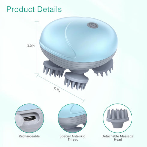 ORAI Electric Cat Massager, Handheld Pet Head Massager, Electric Scalp Massager for Dogs and Cats, with 4 Massager Heads, 96 Massage Nodes, Waterp...
