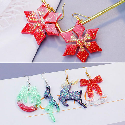 Christmas Resin Earring Molds Christmas Tree Elk Snowflake Earring Resin Molds Christmas Silicone Molds for Resin Crafts Resin Jewelry Making Kit ...