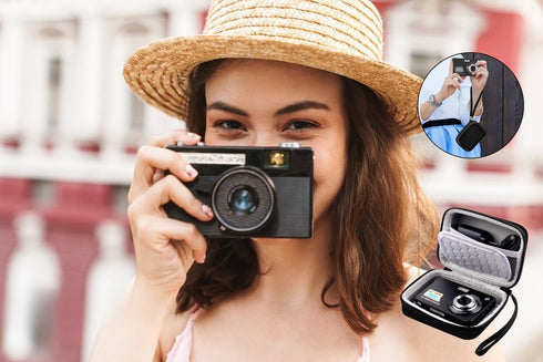 Digital Camera Case Compatible with Kodak PixPro/Canon PowerShot/Sony DSC, Hard Shell Camera Protective Carrying Bag for Cable,SD Card (Black)...