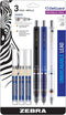 Zebra Pen DelGuard Mechanical Pencil, Fine Point, 0.5mm, Black/Blue/White Barrel, Lead Refills, Refillable, 3-Pack (58603)...