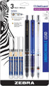 Zebra Pen DelGuard Mechanical Pencil, Fine Point, 0.5mm, Black/Blue/White Barrel, Lead Refills, Refillable, 3-Pack (58603)...