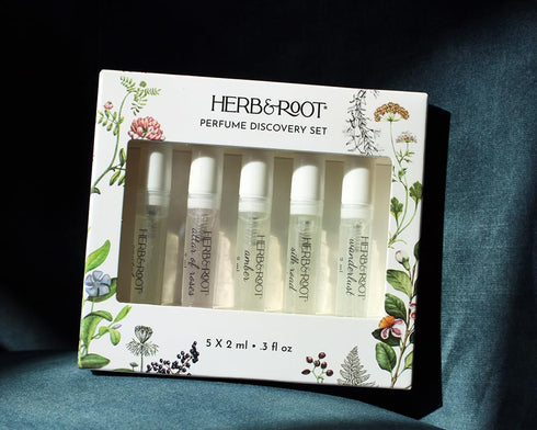 Herb & Root 5 piece Perfume Gift Set for Women, Perfume Spray Trial Set, Musky Wood Cologne Set for Men, Eau de Parfum, Holiday Set...