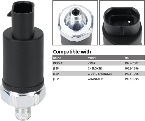 56026779 Engine Oil Pressure Switch & Sender Unit Compatible with Jeep Cherokee Grand Cherokee Wrangler Dodge Viper 56026779AB 1S6646 PS233...