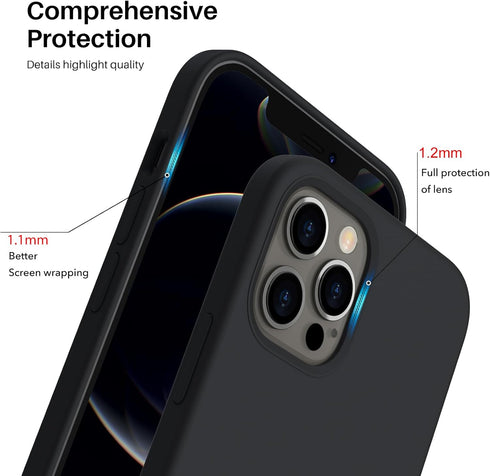 ORNARTO Compatible with iPhone 12 Case, Compatible with iPhone 12 Pro Case, Slim Liquid Silicone 3 Layers Full Covered Soft Gel Rubber Phone Case ...