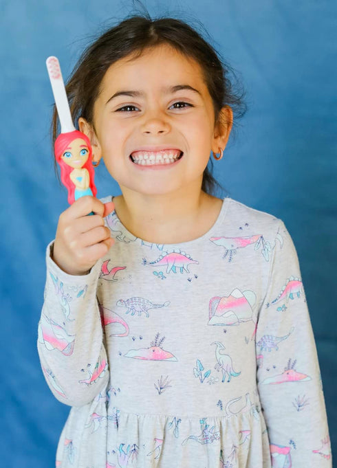 Kids Manual Toothbrush 2-10 Year Old - Aqua The Mermaid for Kids | Soft Bristles - Gentle on Gums | Large Handle – Easy Grip for Small Hands | Bon...