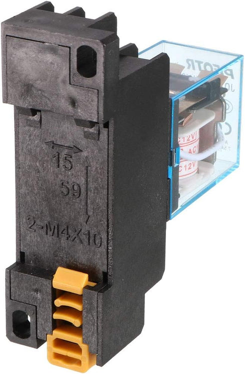 uxcell a13060500ux0313 AC 12V Coil 8 Pin 8 Pin 10A LY2J DIN Rail Electromagnetic Power Relay with Base, Black...