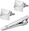 Gleamart Silver Tie Clip for Men Business Necktie Pinch Clip Personalised Cufflink Set...