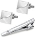Gleamart Silver Tie Clip for Men Business Necktie Pinch Clip Personalised Cufflink Set...