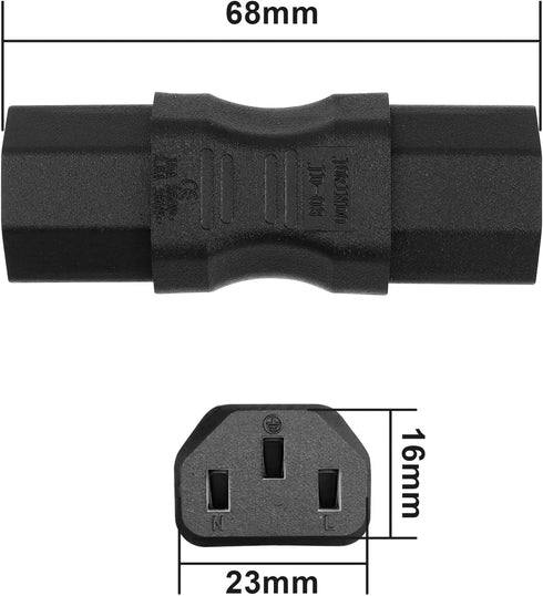 PNGKNYOCN IEC320 C13 Power Adapter,AC 250V 10A IEC320 C13 Female to Female Extension Power Socket Adapter for Cord Connection (2-Pack)...