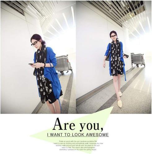 Wakauto Ladies Tulle Skull Pattern Printed Scarf Comfortable Long Style Fashion Soft Scarf Shawl Lady Girl 150 * 50cm...