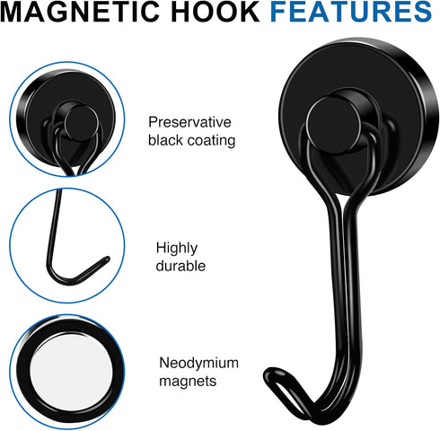 LOVIMAG Magnet Hooks for Cruise Cabin, 40LBS Cruise Door Magnets with Epoxy Coating, Strong Neodymium Magnets Swivel Magnetic Hooks for Kitchen Ac...