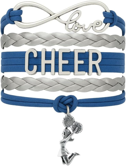 Sportybella Cheer Charm Bracelet- Girls Infinity Love Adjustable Cheerleading Jewelry in Team Colors For Cheerleaders (Orange/Black)...
