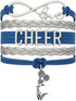Sportybella Cheer Charm Bracelet- Girls Infinity Love Adjustable Cheerleading Jewelry in Team Colors For Cheerleaders (Orange/Black)...