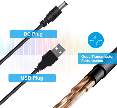LANMU USB to DC Power Cable, DC 5V Power Cord Charging Cable with 9 Adapters (6.4 * 4.4mm, 6.3 * 3.0mm, 5.5 * 2.5mm, 5.5 * 2.1mm, 5.5 * 1.7 mm, 4....