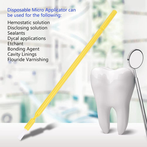 Garosa 200Pcs Interdental Brush Dental Disposable Micro Applicator Brush Sticks Oral Dental Hygiene Tooth Cleaning Tool Disposable Applicators(Yel...