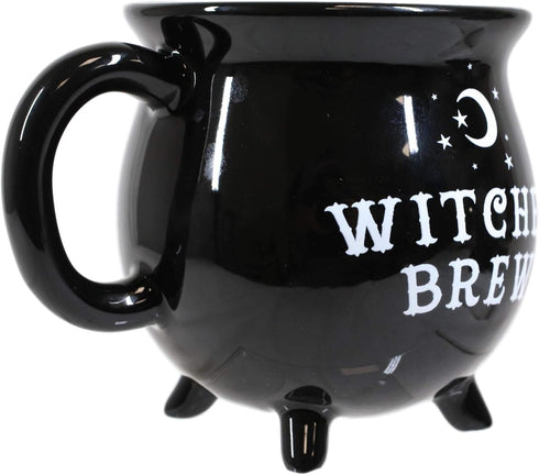 Ebros Wicca Sacred Crescent Moon Witches Brew Black Cauldron Mug Cup 14oz Coffee Tea Drink Cup Mugs...