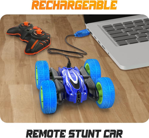 BEZGAR Remote Control Car - 2.4Ghz Double-Sided Driving Mini RC Cars, 360° Flips Rotating 4WD All Terrain RC Stunt Car, Car Toys Birthday Gifts fo...