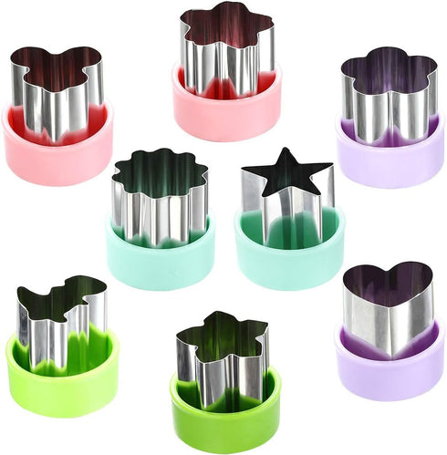 Vegetable Cutter Shapes Set (8 Pack) – 1.5" Stainless Steel Mini Cookie & Fruit Cutters for Kids, Bento Lunch, Sandwich, Fondant, Cheese, Baking &...