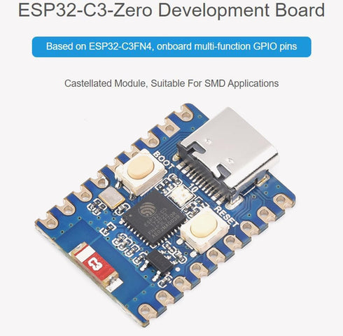 ESP32-C3 with Pre-Soldered Header Development Board, with ESP32-C3FN4 Single-core Processor, 160MHz Running Frequency, 2.4GHz Wi-Fi (802.11 b/g/n)...