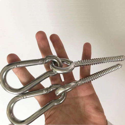 Hammock Hanging Kit, stainless steel hammock hardware by Load Capacity 1300lbs Hammock Eye Hook screws & Carabiners for Hanging Swing, Hammock, Tr...