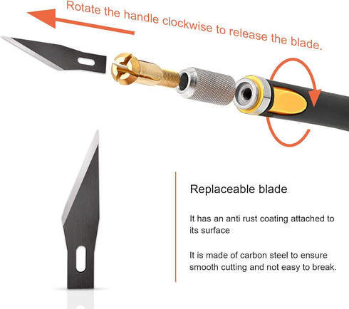 NEWISHTOOL Precision Hobby Knife Set Utility Exacto Knife Set with 10 PCS Fine Point Razor Art Knife Tool for Architecture Modeling, Pumpkin Cutti...