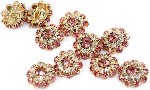 10 pcs Fancy Pink Mix Color Rhinestones Sewing Metal Shank Buttons for Coats -22mm -8/9"...