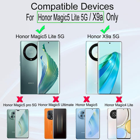 Ibywind 2 Pack Screen Protector for Honor Magic 5 Lite/X9a 6.67" +1 Pack Camera Len Protector+1 Pack Back Film,Flexible TPU Film,HD Clear,Case Fri...