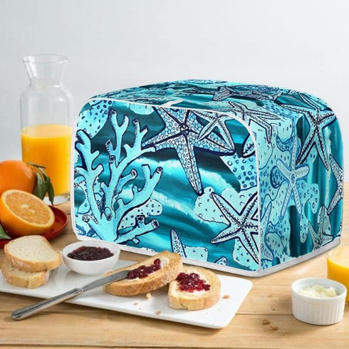 Starfish Blue Toaster Dust Cover, Polyester Fabric 2/4 Slice Toaster, Dust and Fingerprint Protection, Machine Washable...