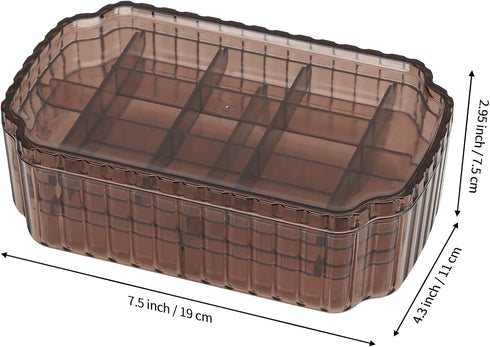 LETURE 3-Layer Jewelry Organizer Box for Earrings, Rings, Necklaces, Bracelets, Clear Plastic Bead Storage Containers for Crafts (Coffee)...